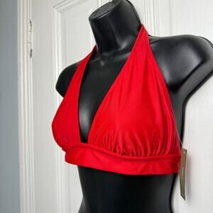 J. Crew DD Halter Tie-back Bikini Top Womens Red Small Swim Summer NWT